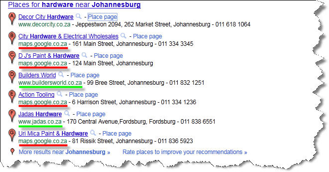Johannesburg Hardware Google Places